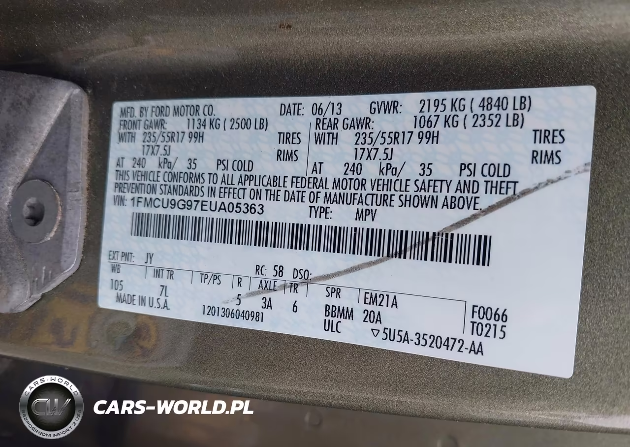 2014 Ford Escape Se VIN:1FMCU9G97EUA05363 - 9