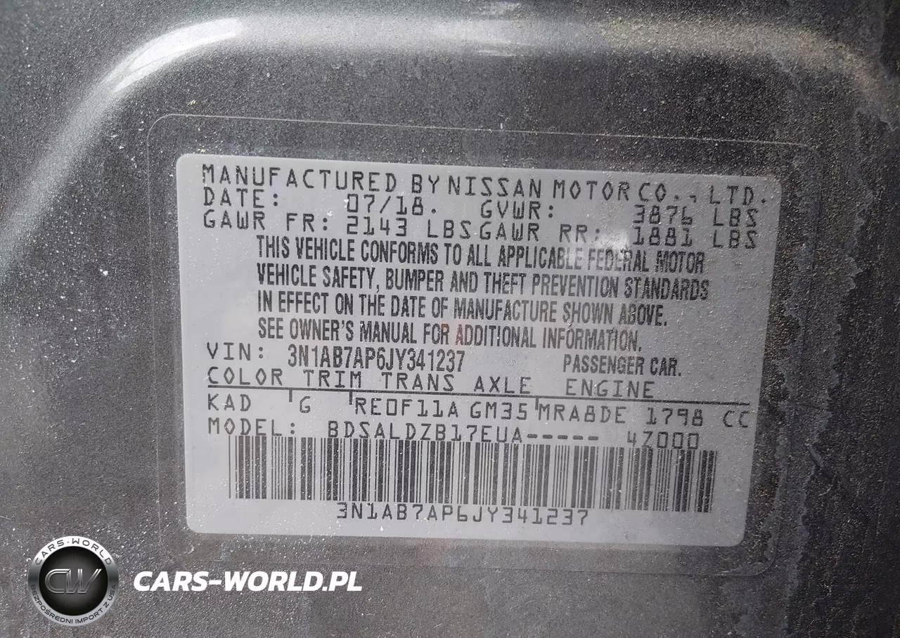2018 Nissan Sentra Sv VIN:3N1AB7AP6JY341237 - 9