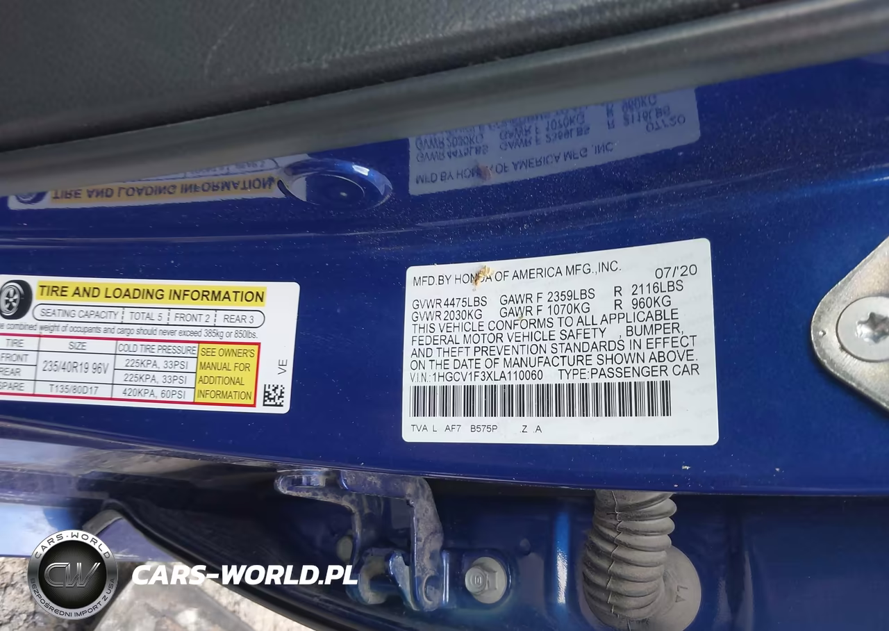 HONDA ACCORD VIN:1HGCV1F3XLA110060 - 9