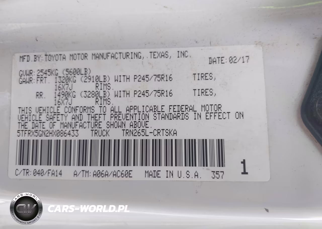 2017 Toyota Tacoma Sr VIN:5TFRX5GN2HX086433 - 9