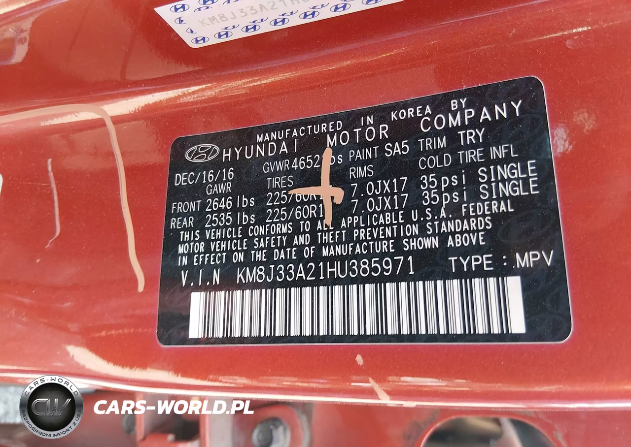 2017 Hyundai Tucson Eco VIN:KM8J33A21HU385971 - 9