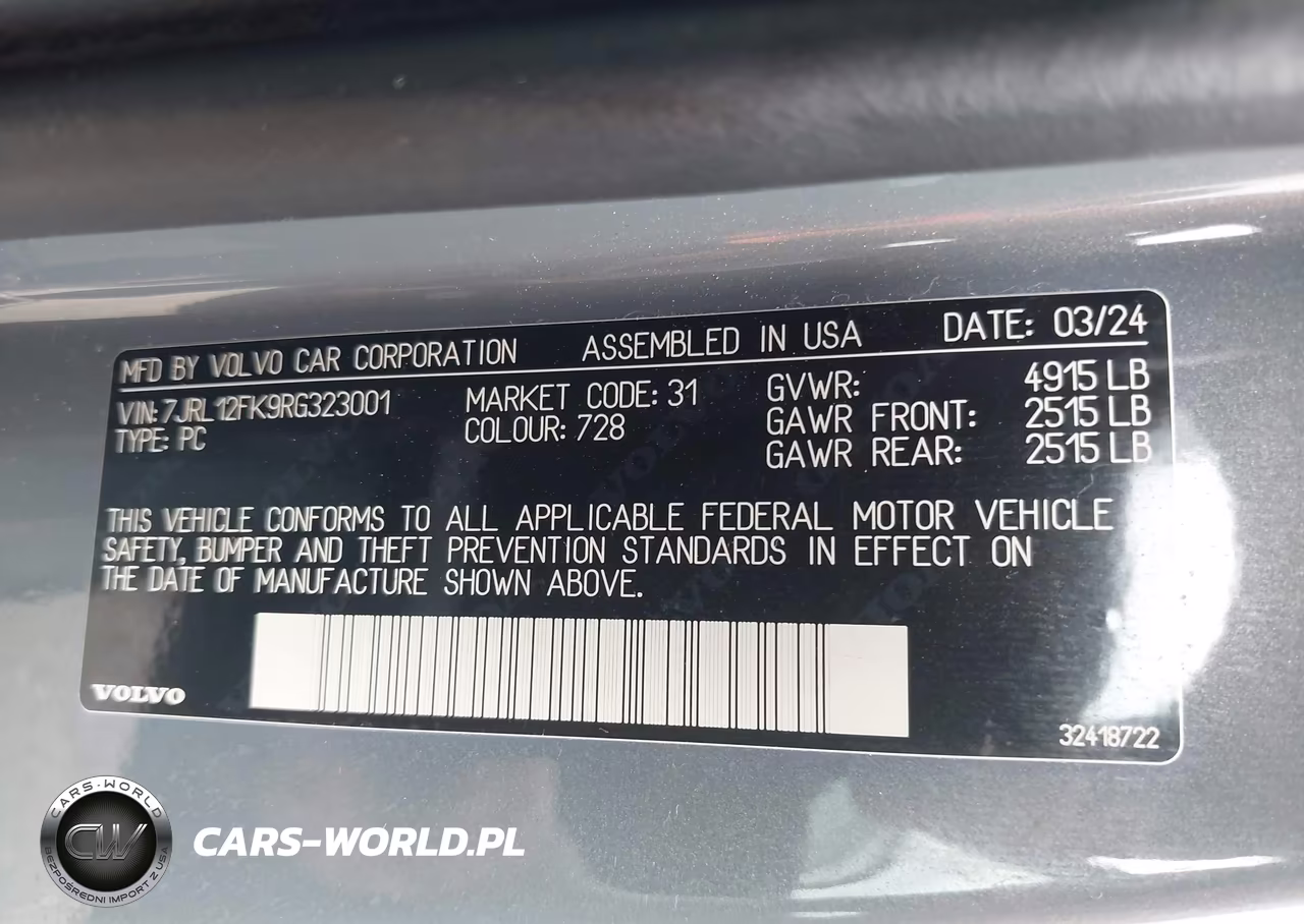 2024 Volvo S60 B5 Core Dark Theme VIN:7JRL12FK9RG323001 - 9