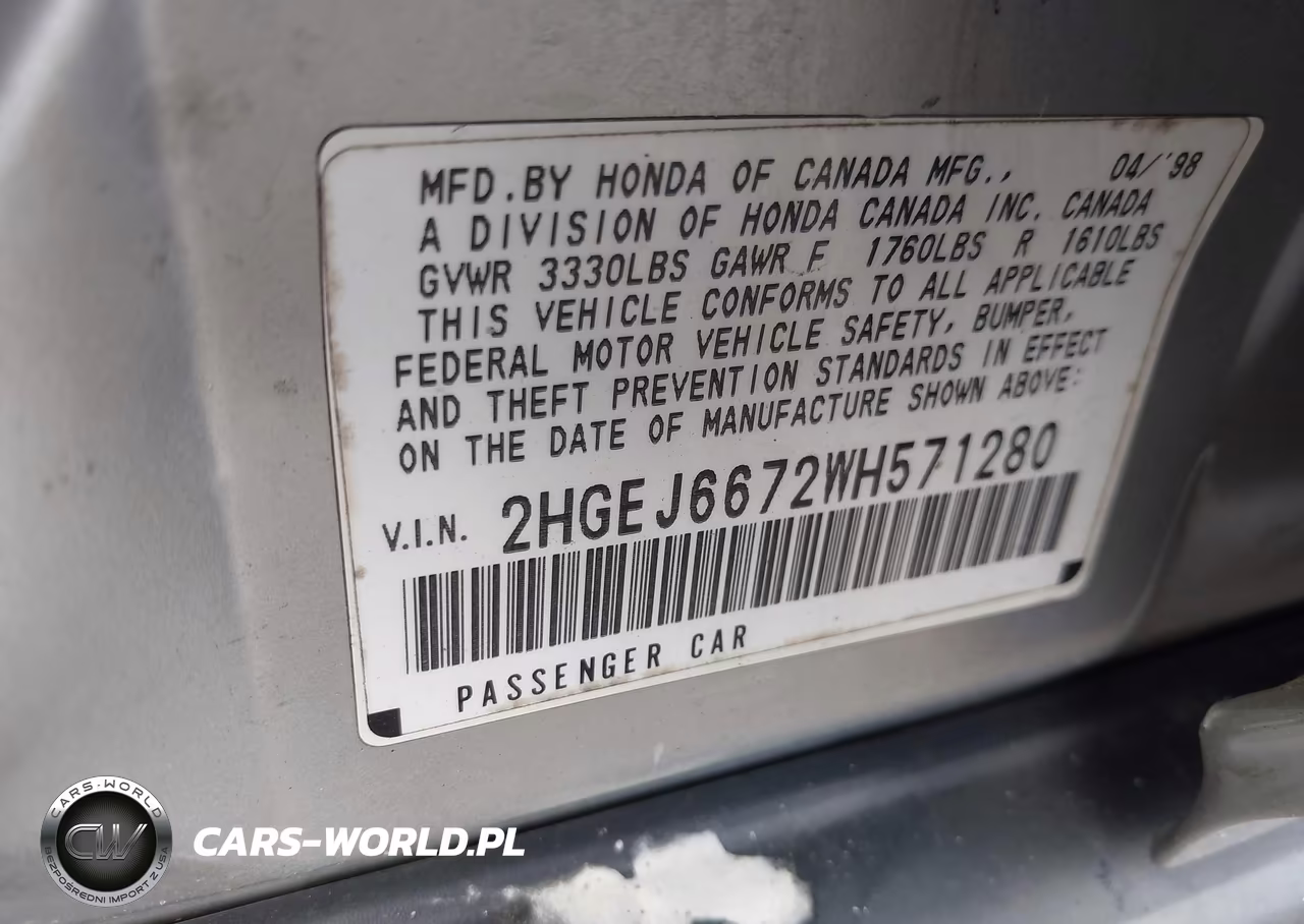 1998 Honda Civic Lx VIN:2HGEJ6672WH571280 - 9