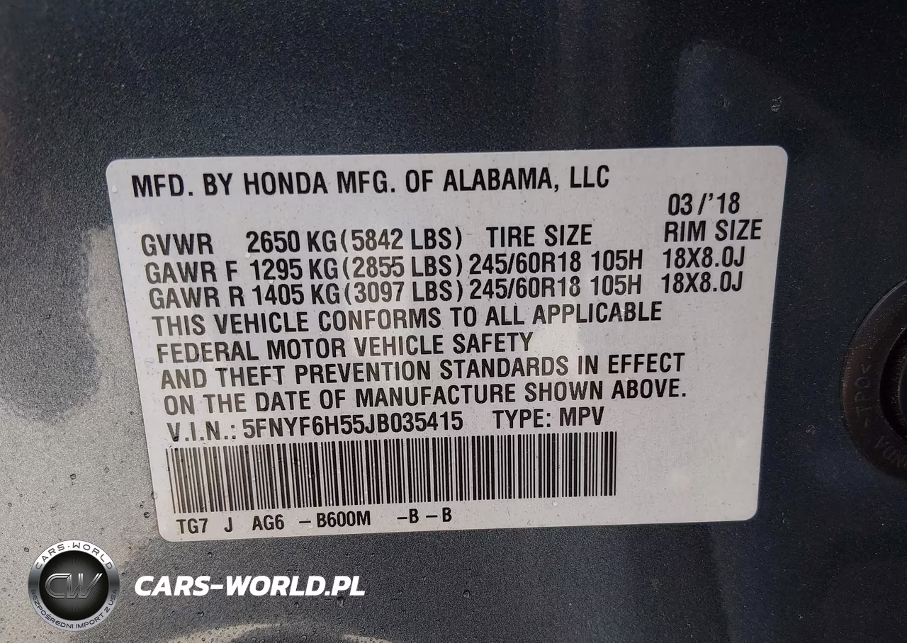 2018 Honda Pilot Ex-L VIN:5FNYF6H55JB035415 - 9