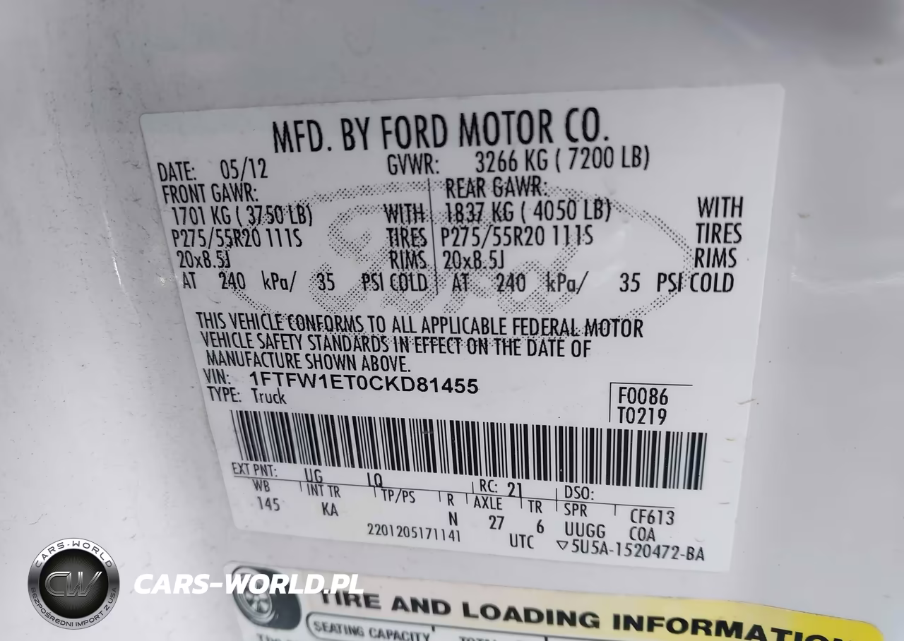 2012 Ford F-150 King Ranch VIN:1FTFW1ET0CKD81455 - 9