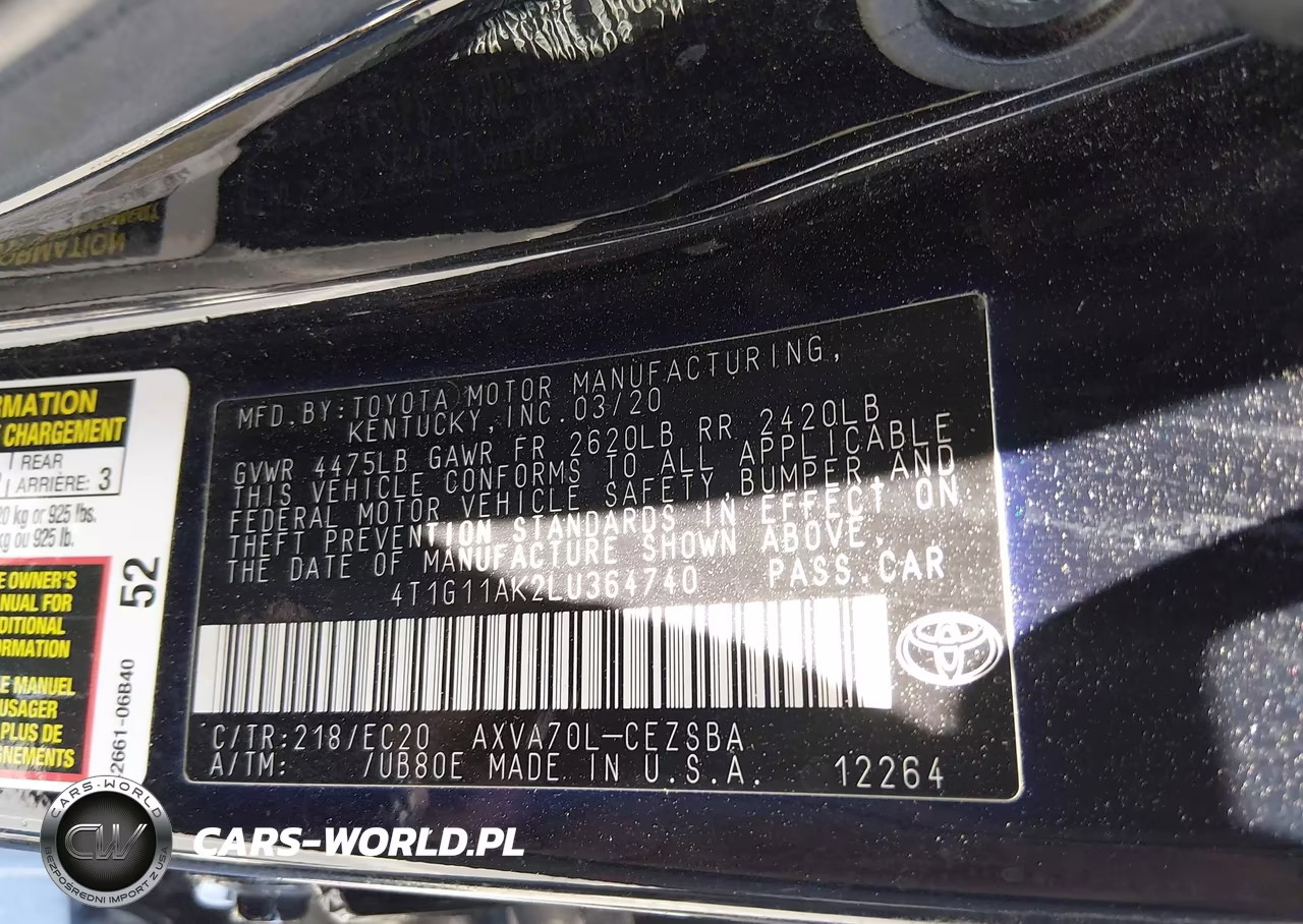 2020 Toyota Camry Se Nightshade Edition VIN:4T1G11AK2LU364740 - 9