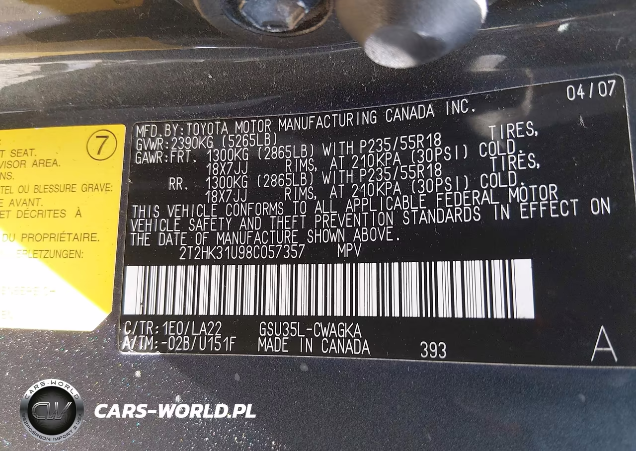 2008 Lexus Rx 350 VIN:2T2HK31U98C057357 - 9