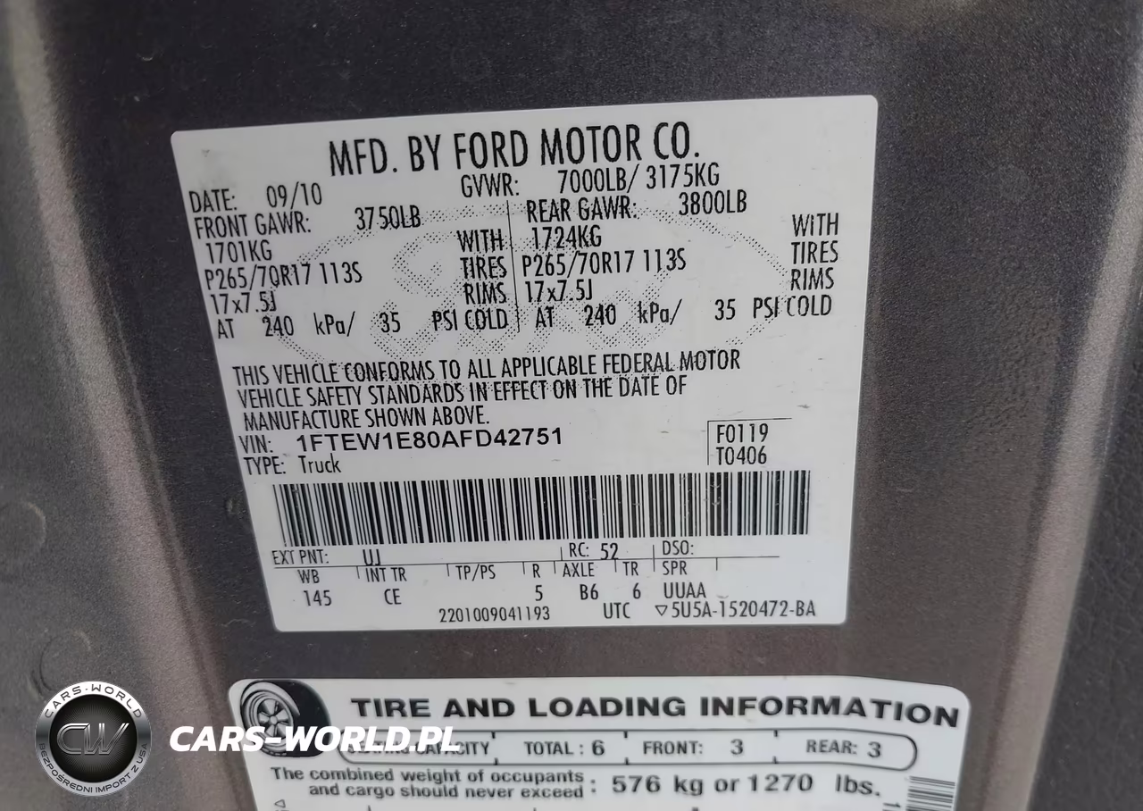 2010 Ford F-150 Xl-Xlt VIN:1FTEW1E80AFD42751 - 9