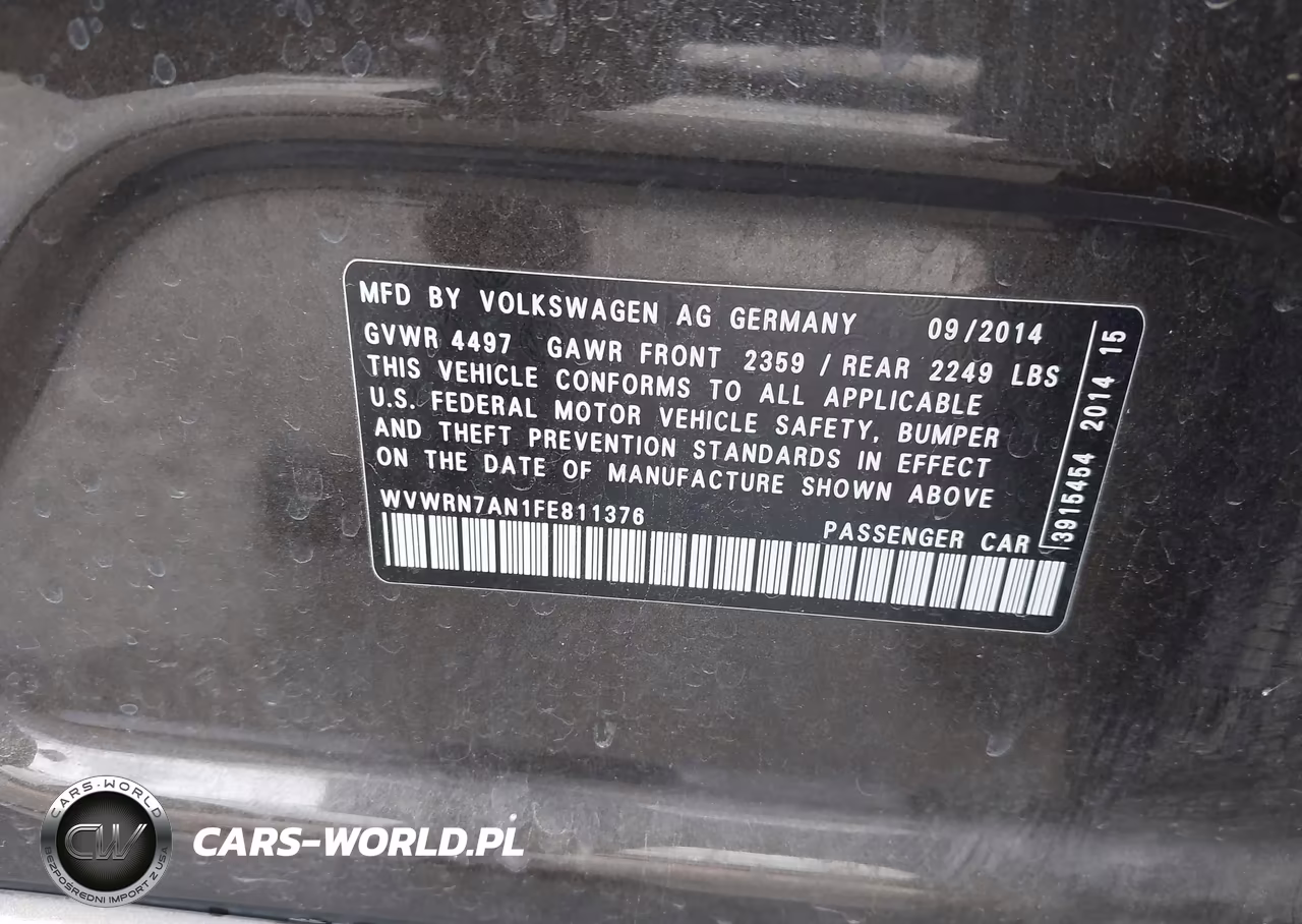 2015 Volkswagen Cc 2.0T Executive VIN:WVWRN7AN1FE811376 - 9
