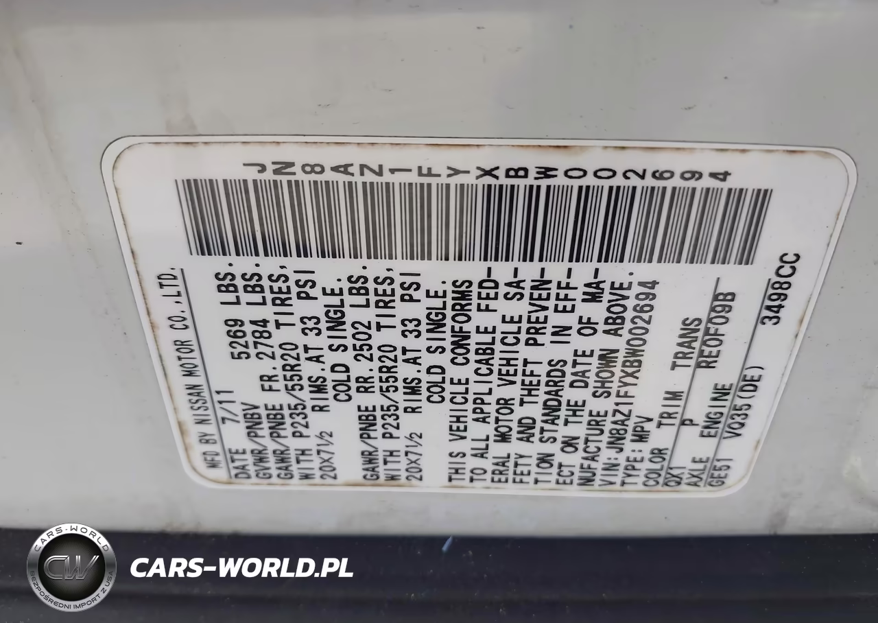 2011 Nissan Murano Crosscabriolet VIN:JN8AZ1FYXBW002694 - 9