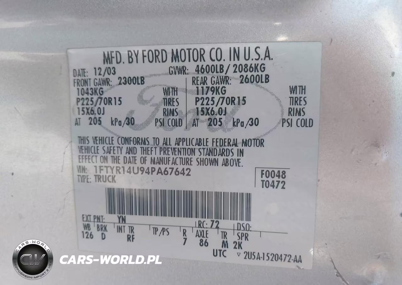 2004 Ford Ranger Edge-Tremor-Xl-Xlt VIN:1FTYR14U94PA67642 - 9
