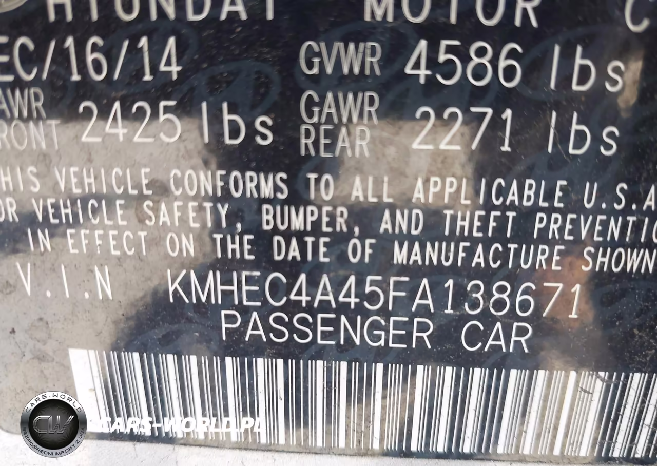 2015 Hyundai Sonata Hybrid VIN:KMHEC4A45FA138671 - 9