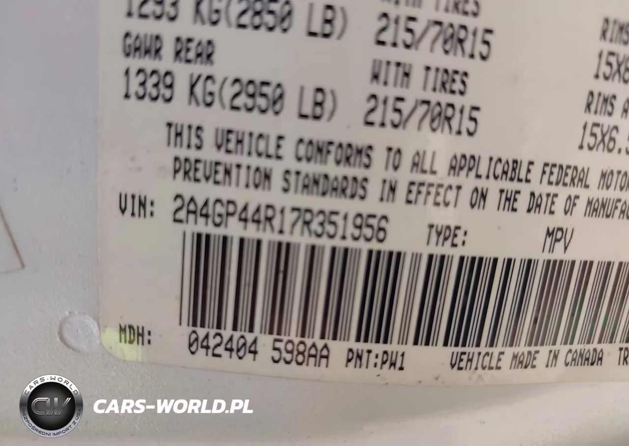 2007 Chrysler Town & Country Lx VIN:2A4GP44R17R351956 - 9