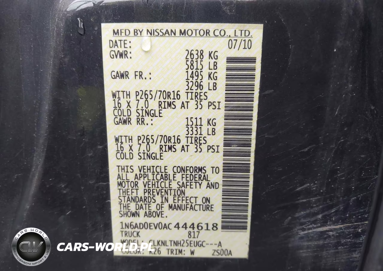 2010 Nissan Frontier Se VIN:1N6AD0EV0AC444618 - 9