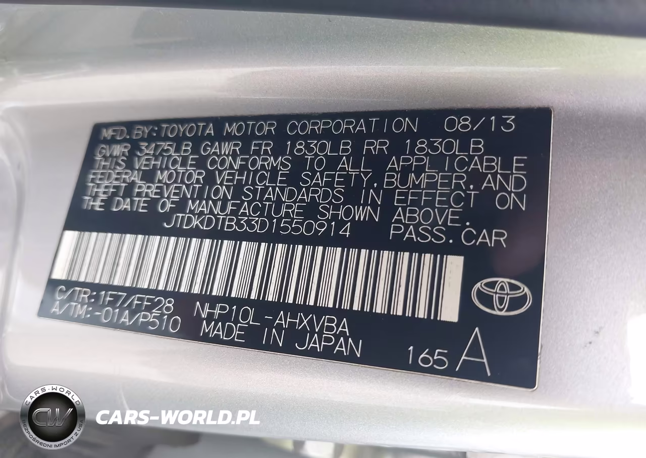 2013 Toyota Prius C Two VIN:JTDKDTB33D1550914 - 9