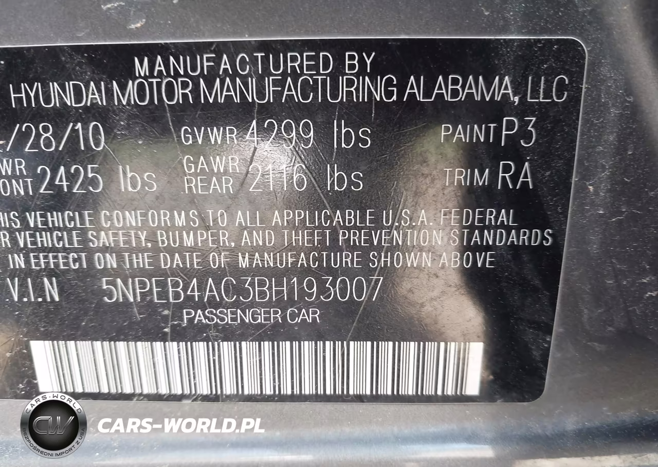 2011 Hyundai Sonata Gls VIN:5NPEB4AC3BH193007 - 9