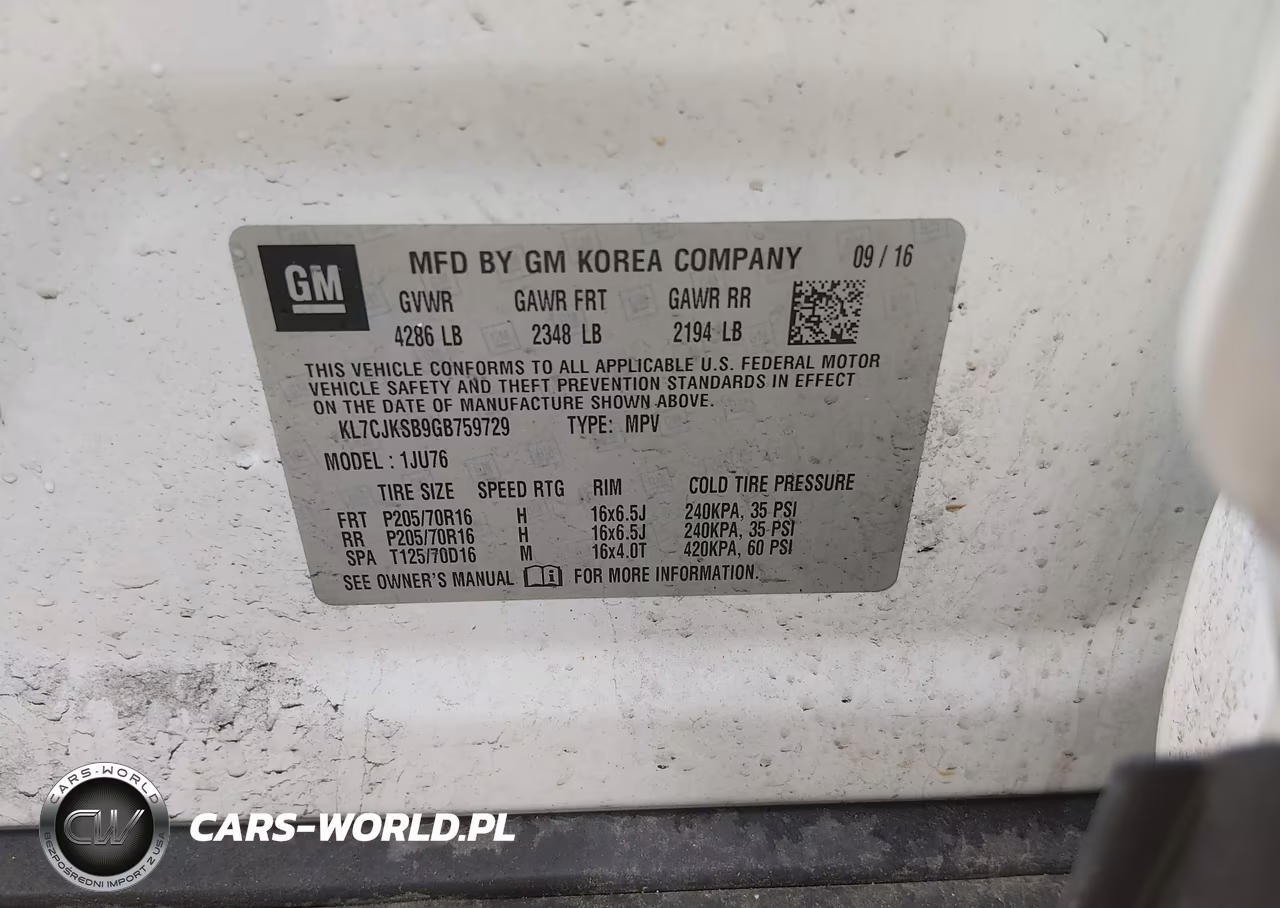 2016 Chevrolet Trax Ls VIN:KL7CJKSB9GB759729 - 9