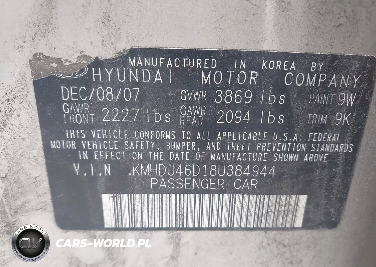 2008 Hyundai Elantra VIN:KMHDU46D18U384944 - 9