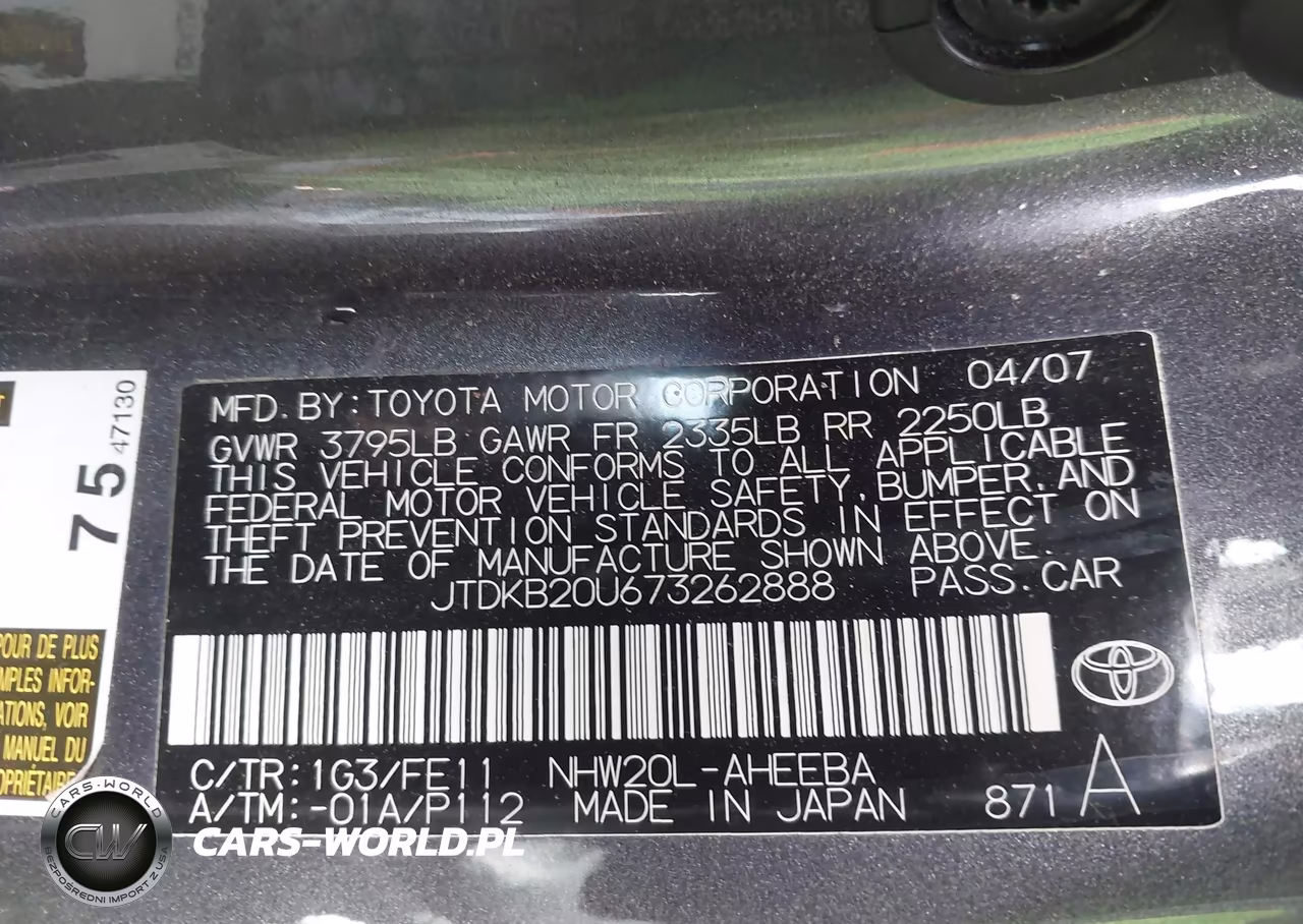2007 Toyota Prius VIN:JTDKB20U673262888 - 9