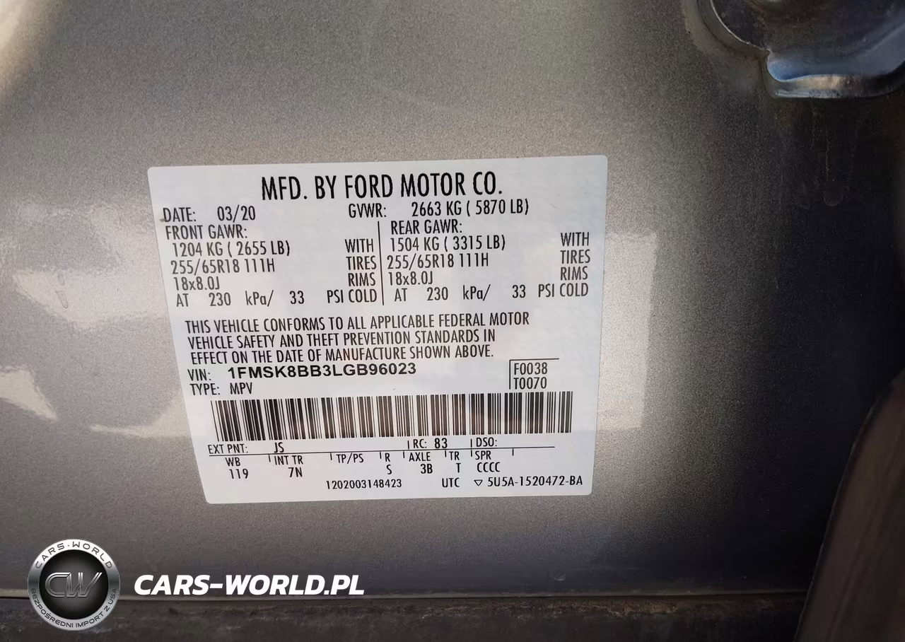 2020 Ford Explorer VIN:1FMSK8BB3LGB96023 - 9