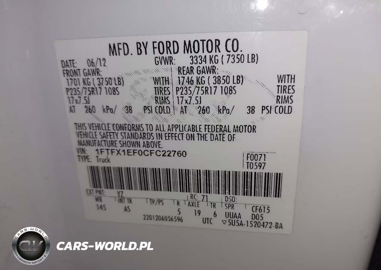 2012 Ford F-150 Xl VIN:1FTFX1EF0CFC22760 - 9