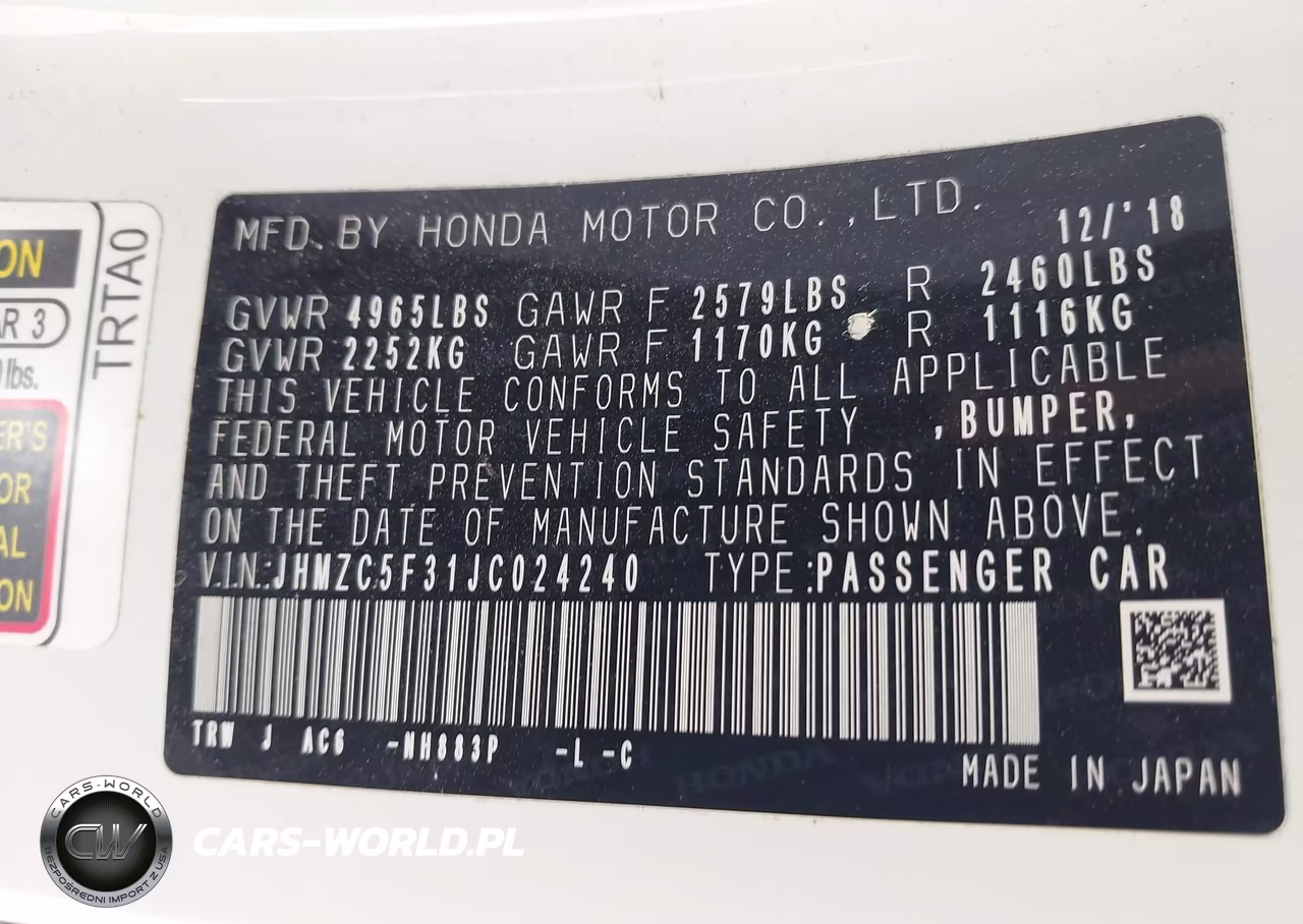 2018 Honda Clarity Plug-In Hybrid Touring VIN:JHMZC5F31JC024240 - 9