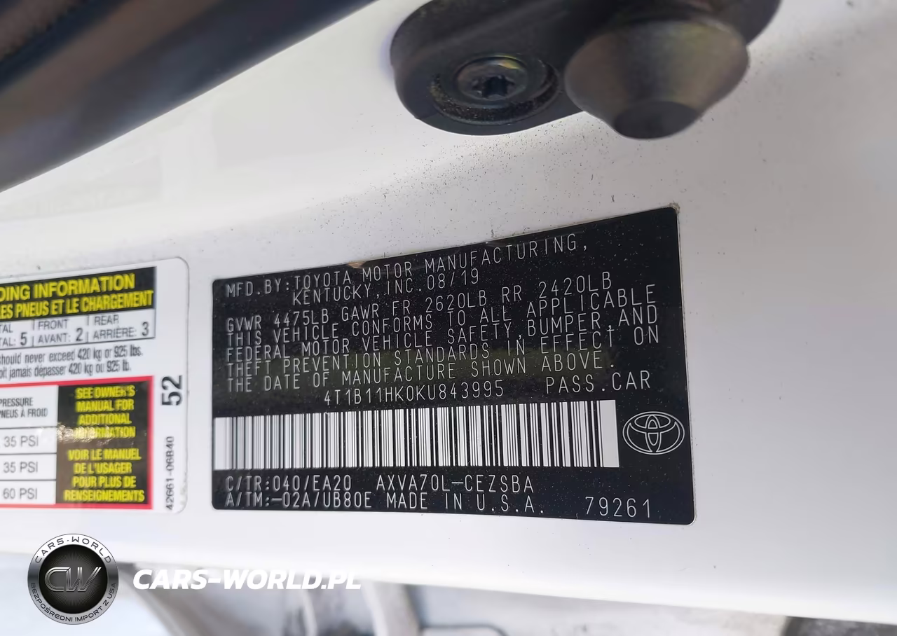 2019 Toyota Camry Se VIN:4T1B11HK0KU843995 - 9