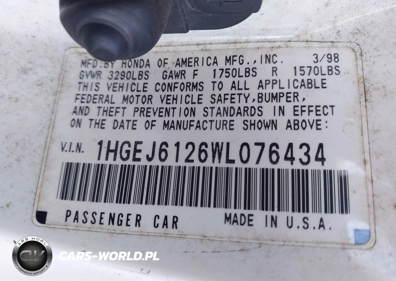 1998 Honda Civic Dx VIN:1HGEJ6126WL076434 - 9
