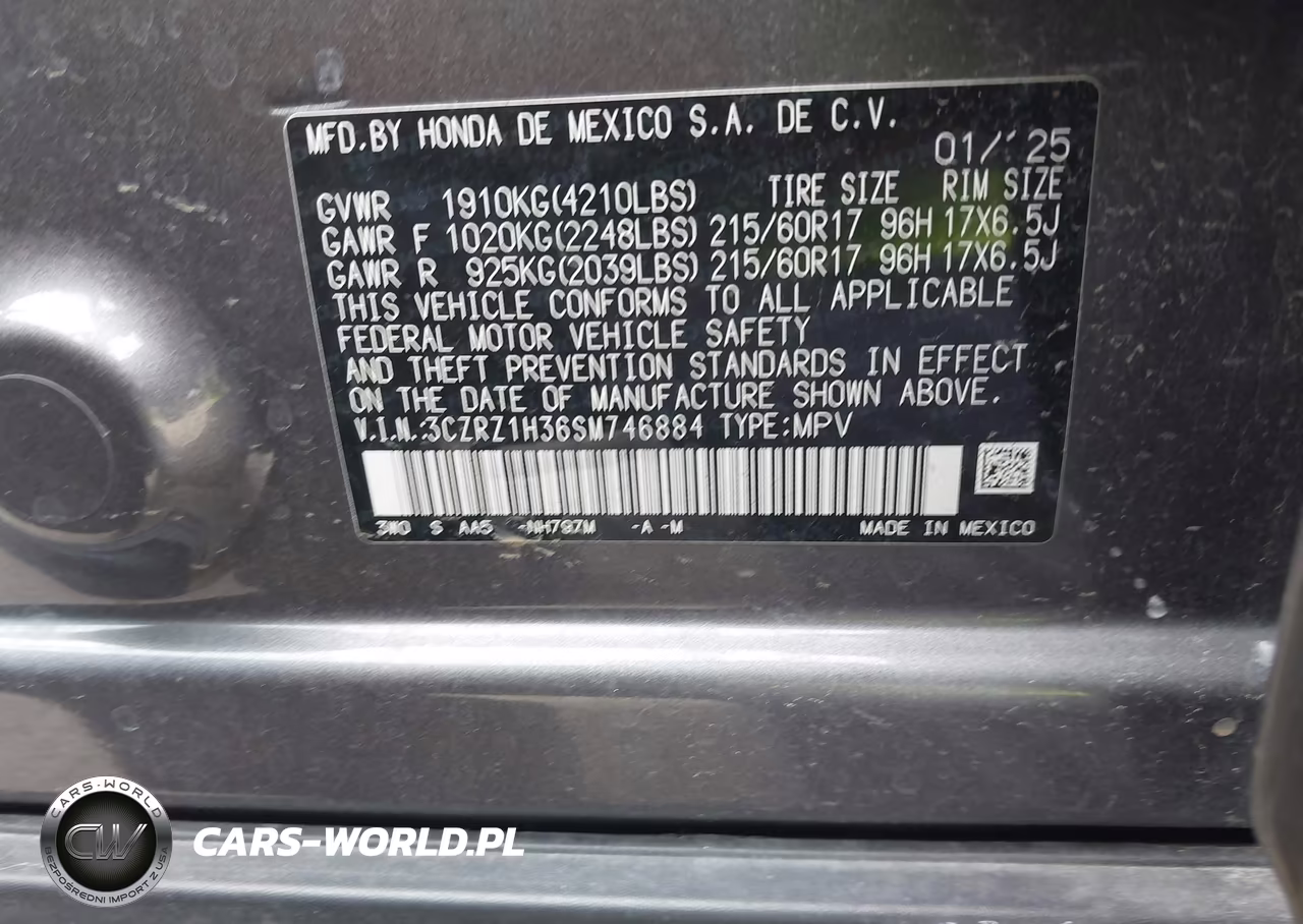 2025 Honda Hr-V 2Wd Lx VIN:3CZRZ1H36SM746884 - 9