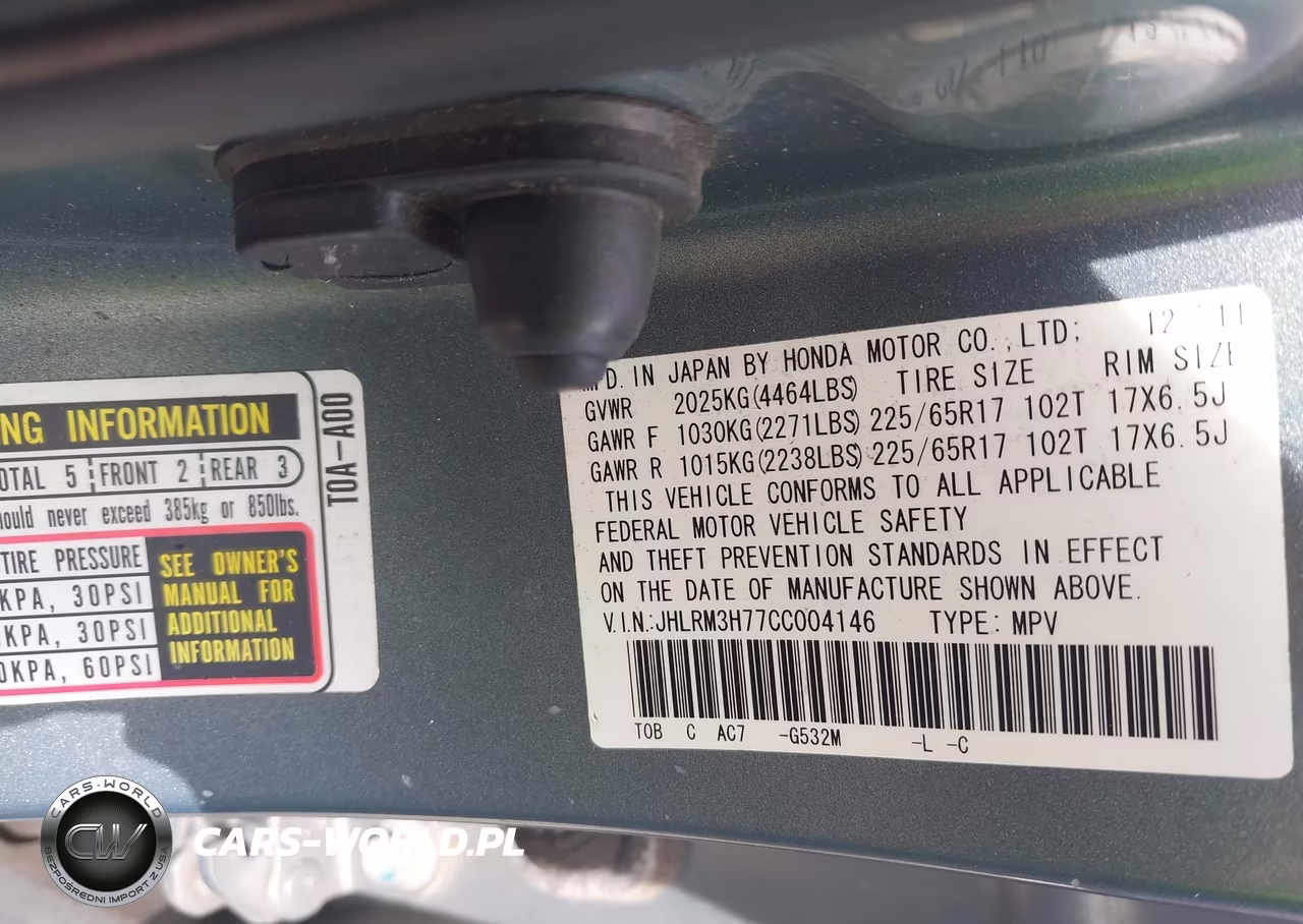 2012 Honda Cr-V Ex-L VIN:JHLRM3H77CC004146 - 9