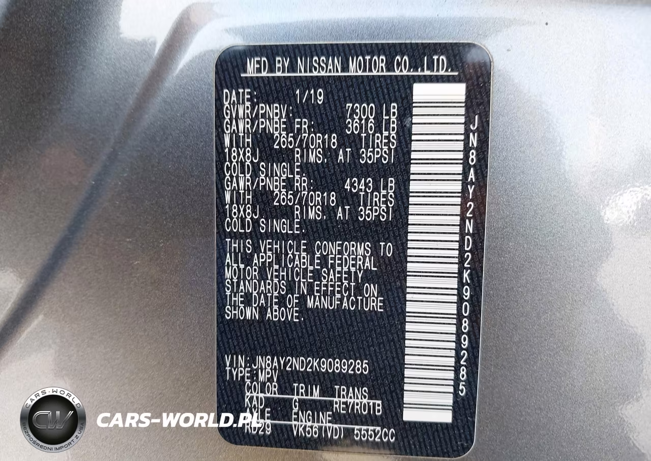 2019 Nissan Armada Sv VIN:JN8AY2ND2K9089285 - 9