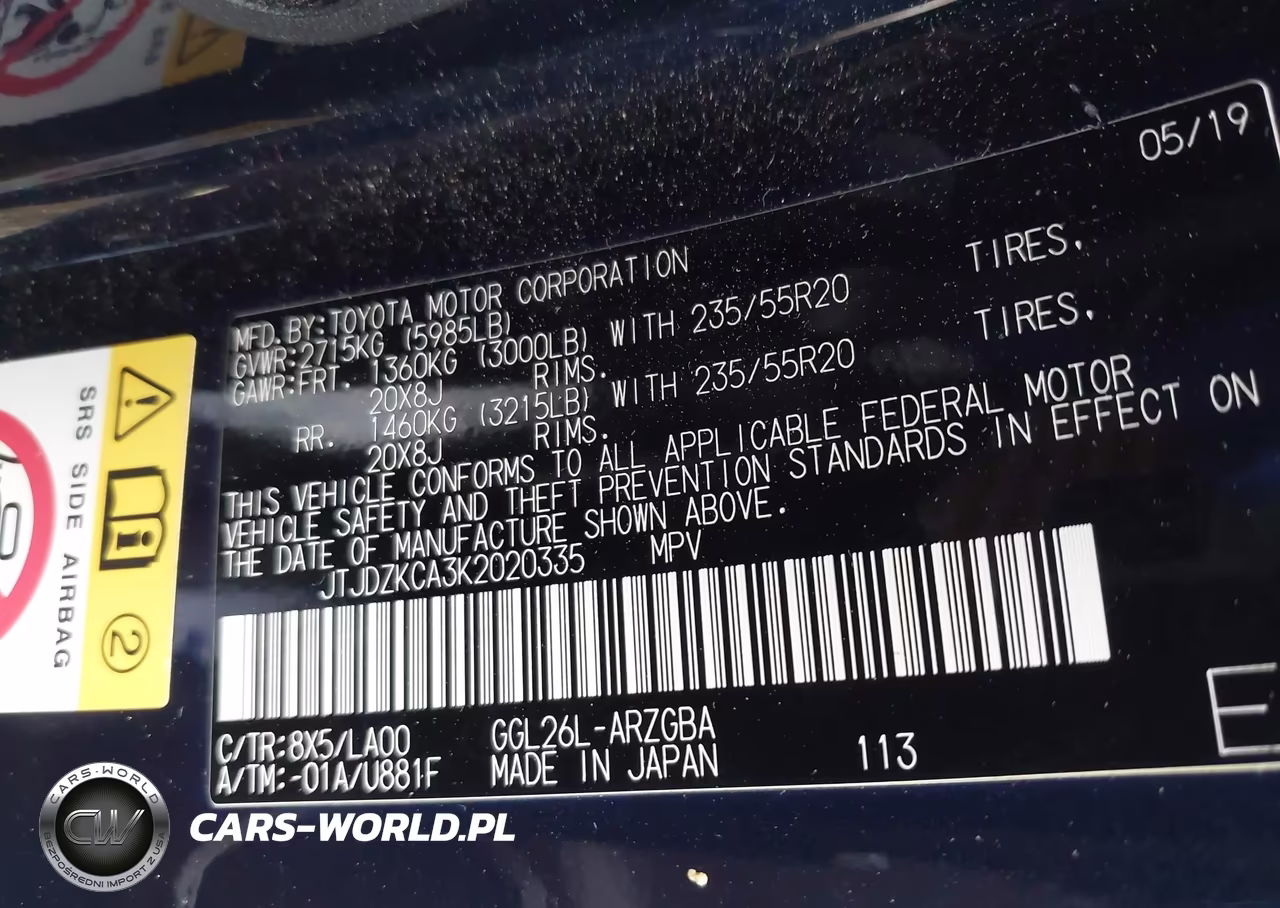 2019 Lexus Rx 350L Luxury VIN:JTJDZKCA3K2020335 - 9
