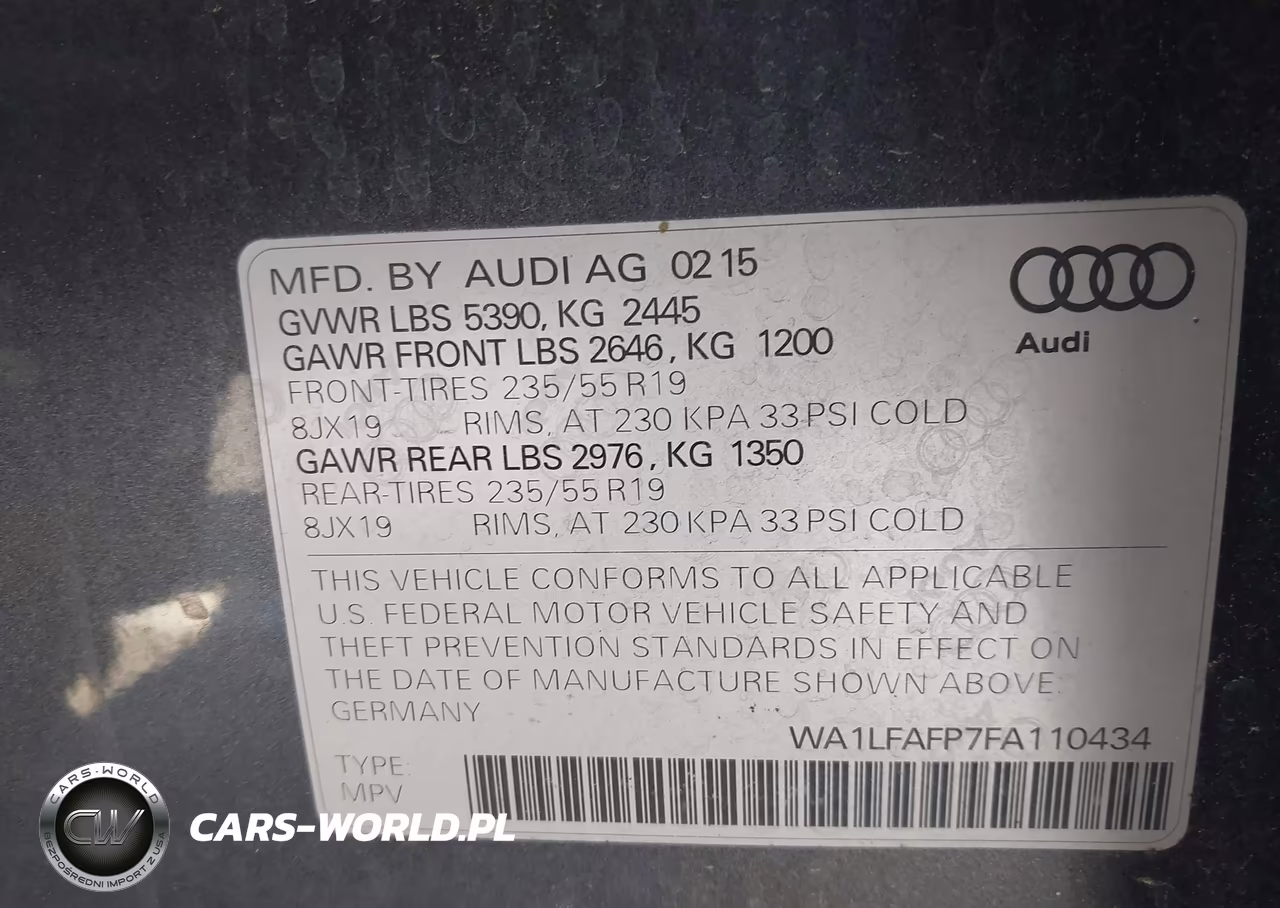 2015 Audi Q5 2.0T Premium VIN:WA1LFAFP7FA110434 - 9