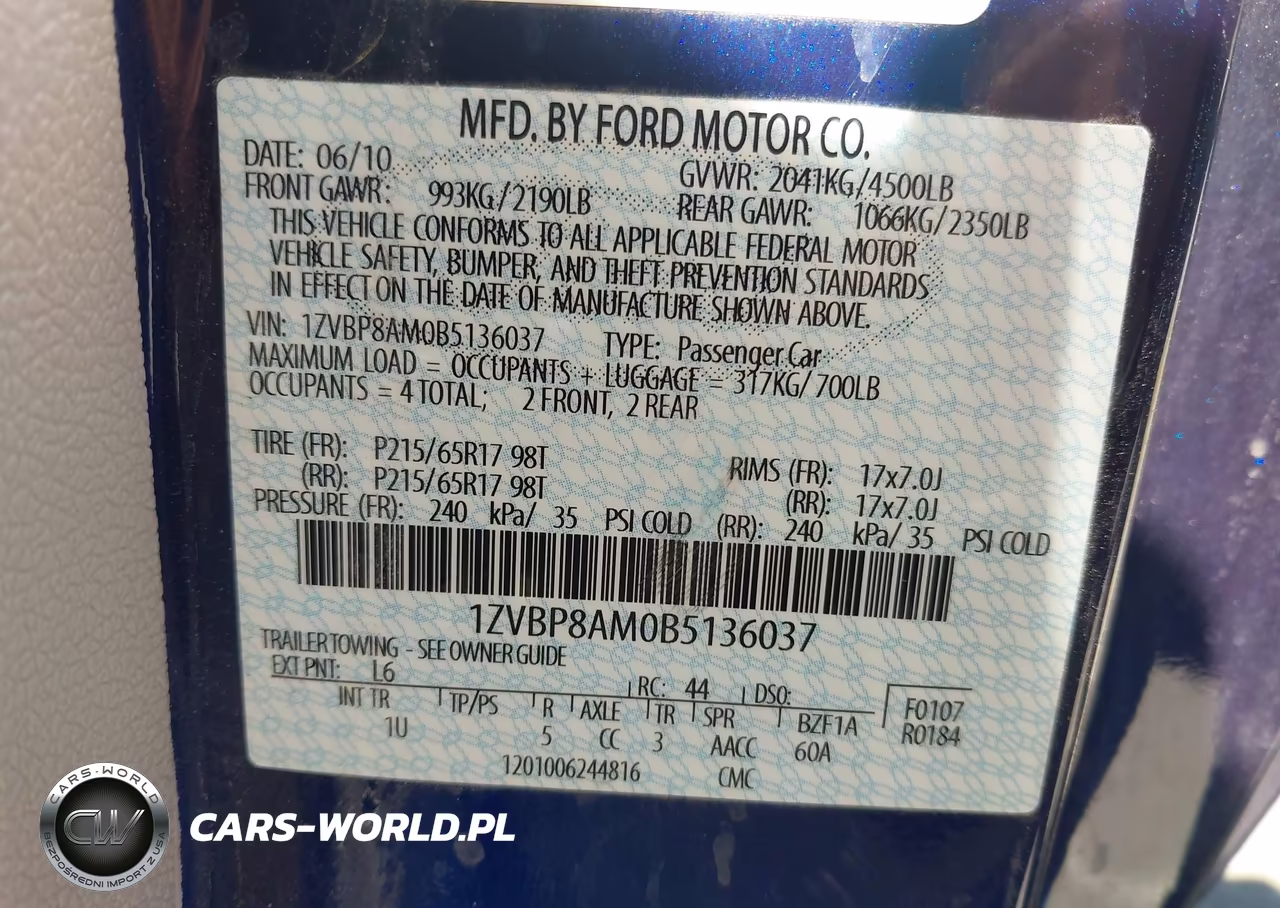 2011 Ford Mustang V6 VIN:1ZVBP8AM0B5136037 - 9