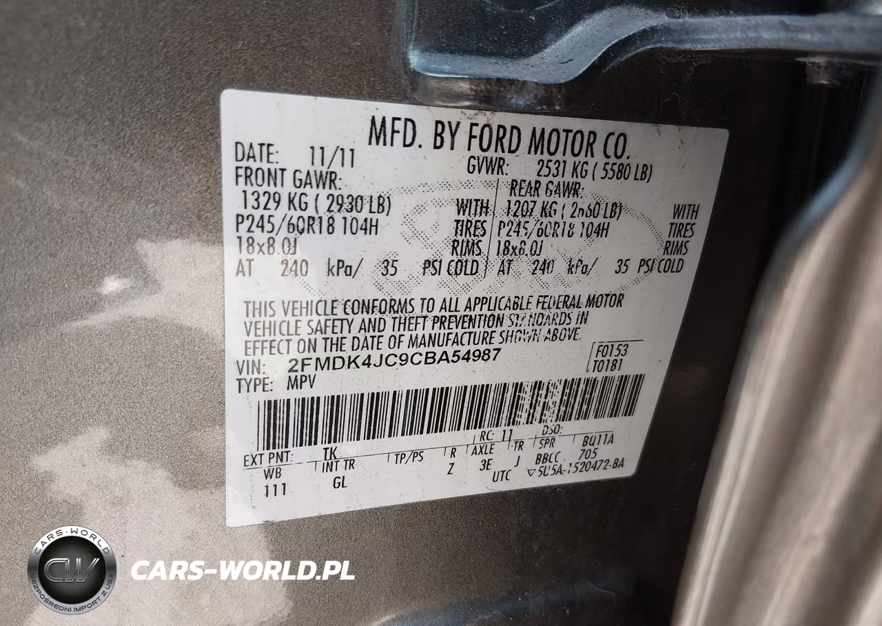 2012 Ford Edge Sel VIN:2FMDK4JC9CBA54987 - 9