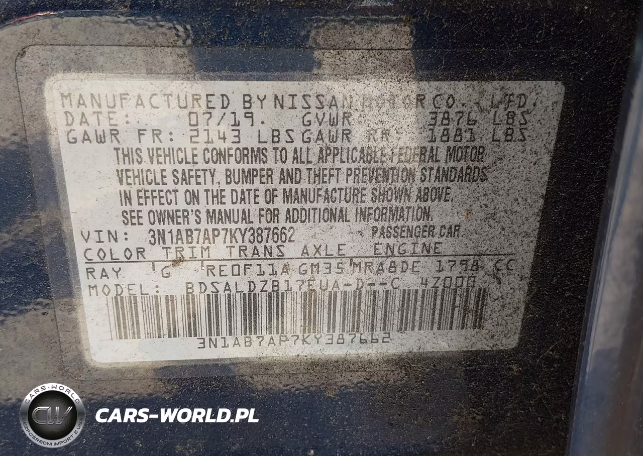 2019 Nissan Sentra Sv VIN:3N1AB7AP7KY387662 - 9