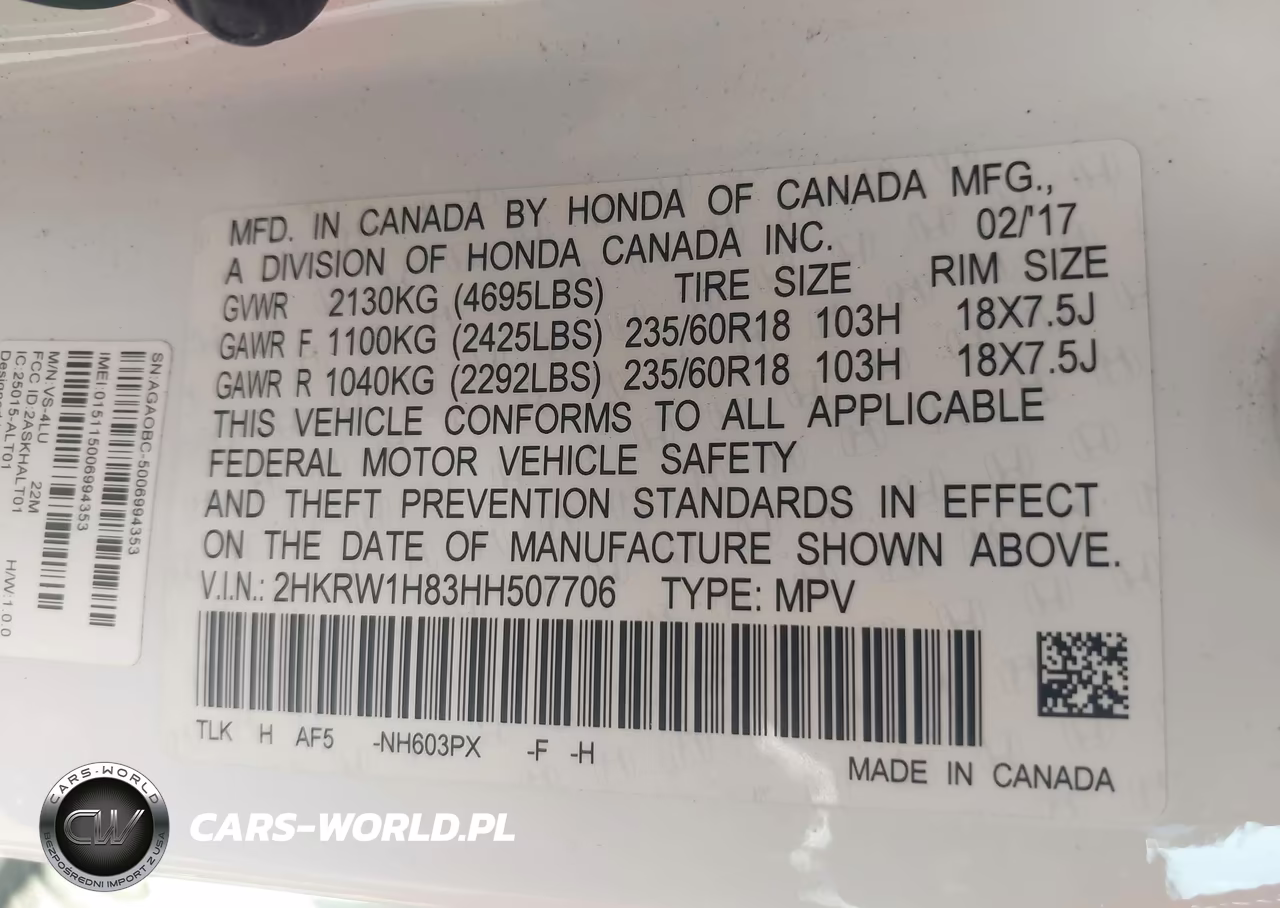 2017 Honda Cr-V Ex-L-Ex-L Navi VIN:2HKRW1H83HH507706 - 9