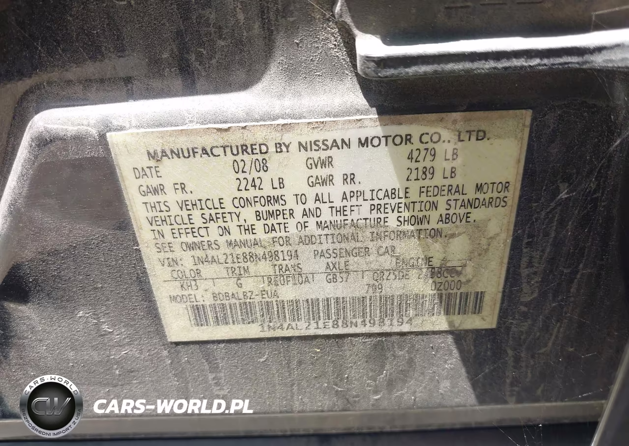 2008 Nissan Altima 2.5 S VIN:1N4AL21E88N498194 - 9