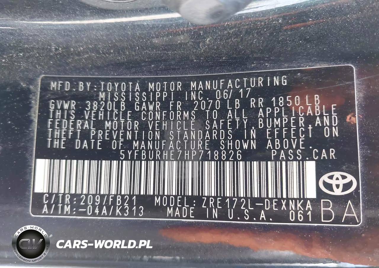 2017 Toyota Corolla Le VIN:5YFBURHE7HP718826 - 9