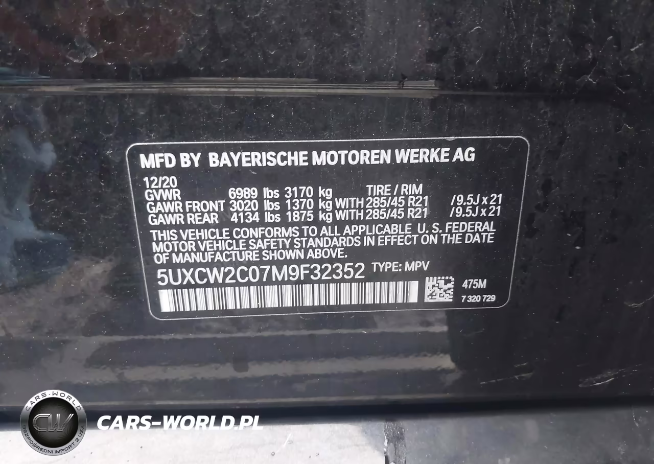 2021 BMW X7 xDrive40I VIN:5UXCW2C07M9F32352 - 9