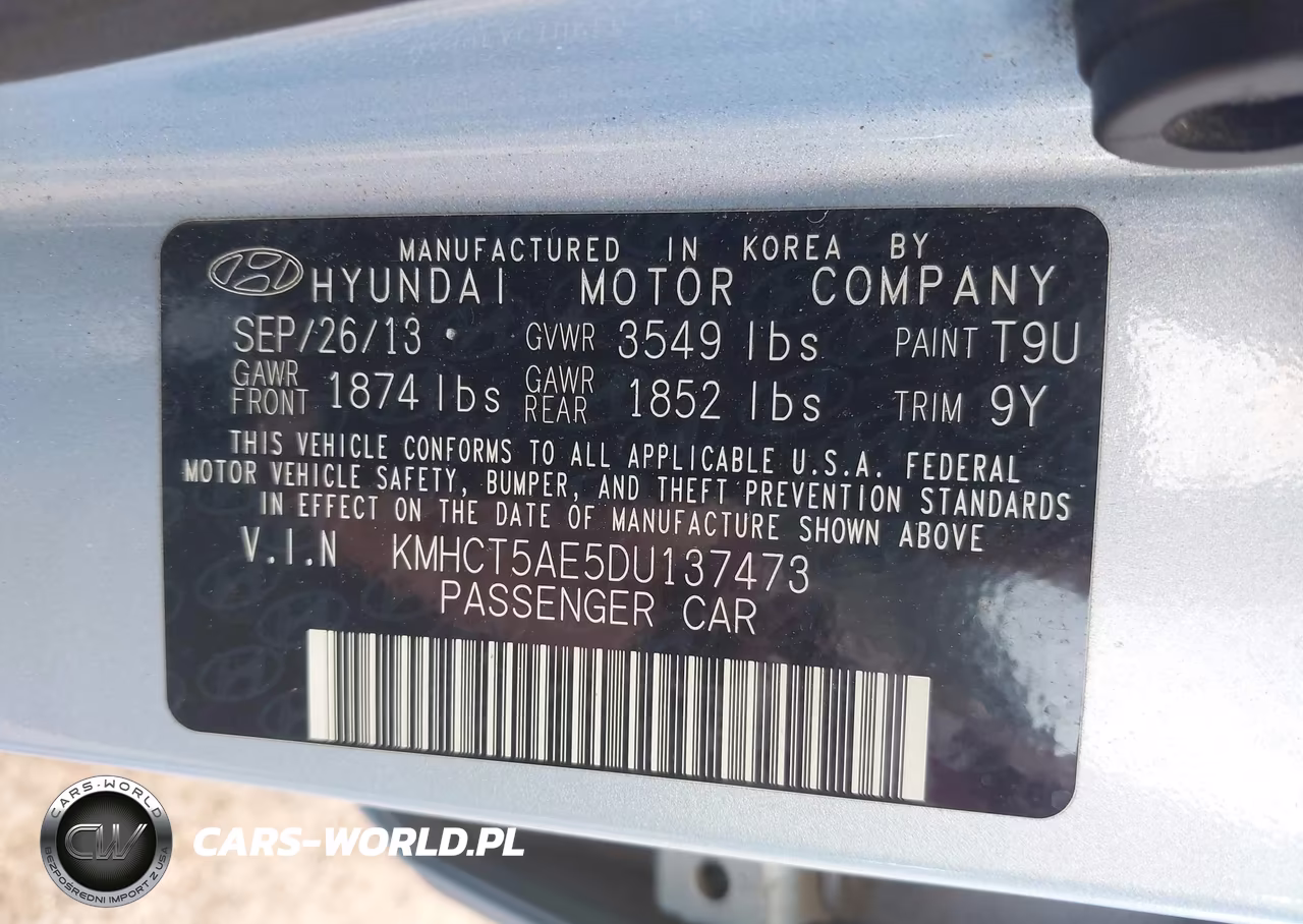 2013 Hyundai Accent Gs VIN:KMHCT5AE5DU137473 - 9