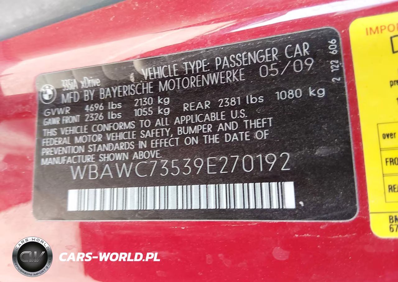 2009 BMW 335I xDrive VIN:WBAWC73539E270192 - 9