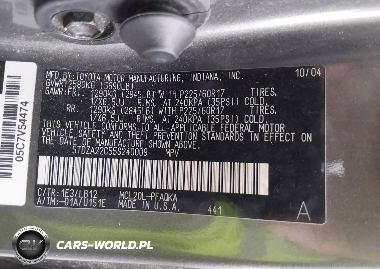 2005 Toyota Sienna Xle VIN:5TDZA22C55S240009 - 9