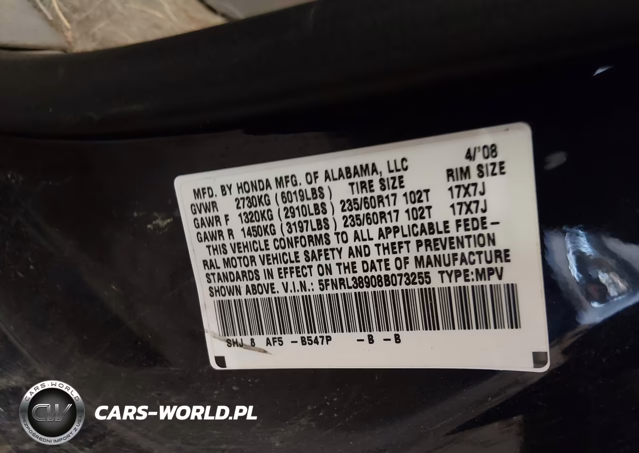 2008 Honda Odyssey Touring VIN:5FNRL38908B073255 - 9