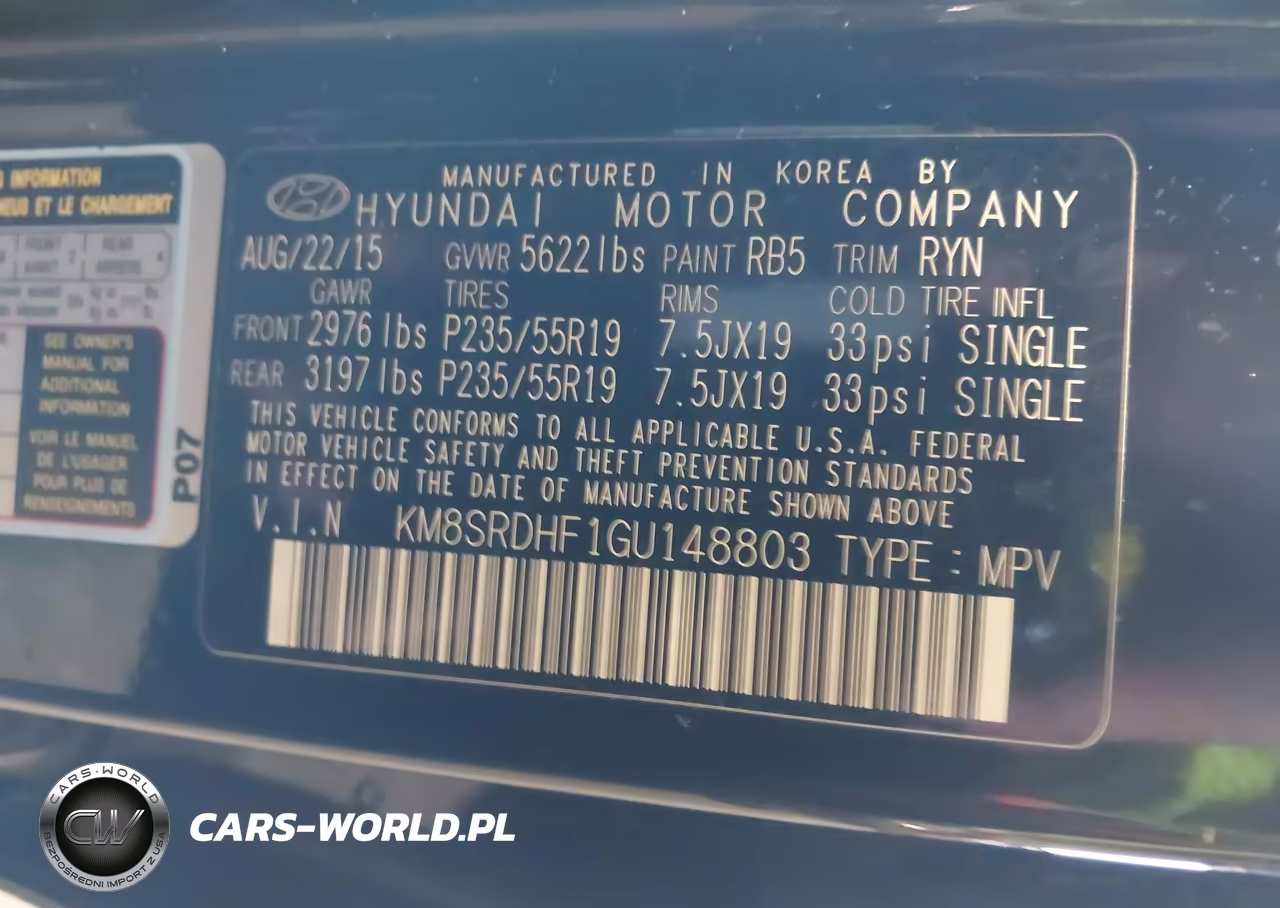 2016 Hyundai Santa Fe Limited VIN:KM8SRDHF1GU148803 - 9