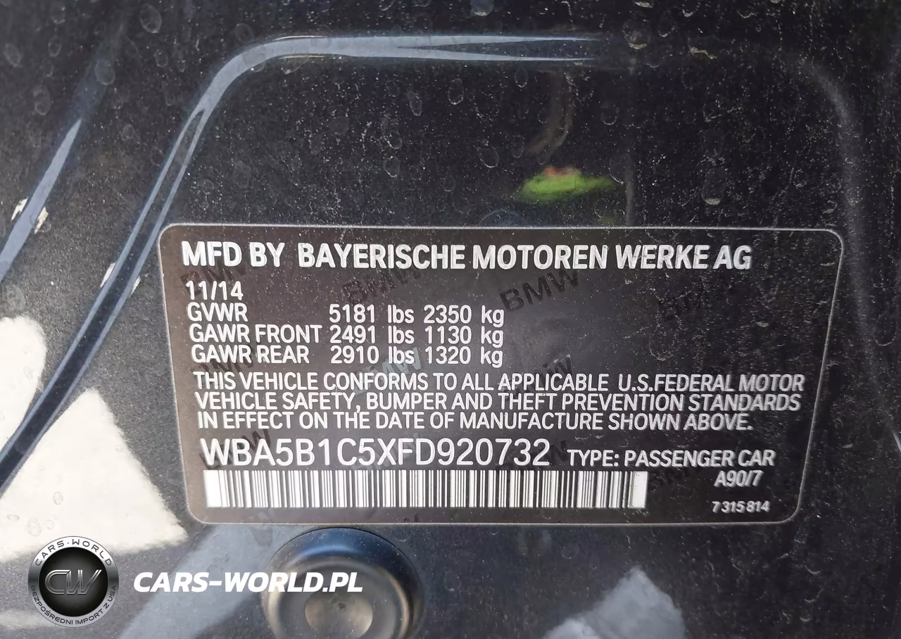 2015 BMW 535I VIN:WBA5B1C5XFD920732 - 9