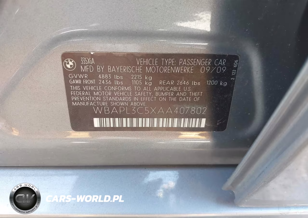 2010 BMW 335I xDrive VIN:WBAPL3C5XAA407802 - 9