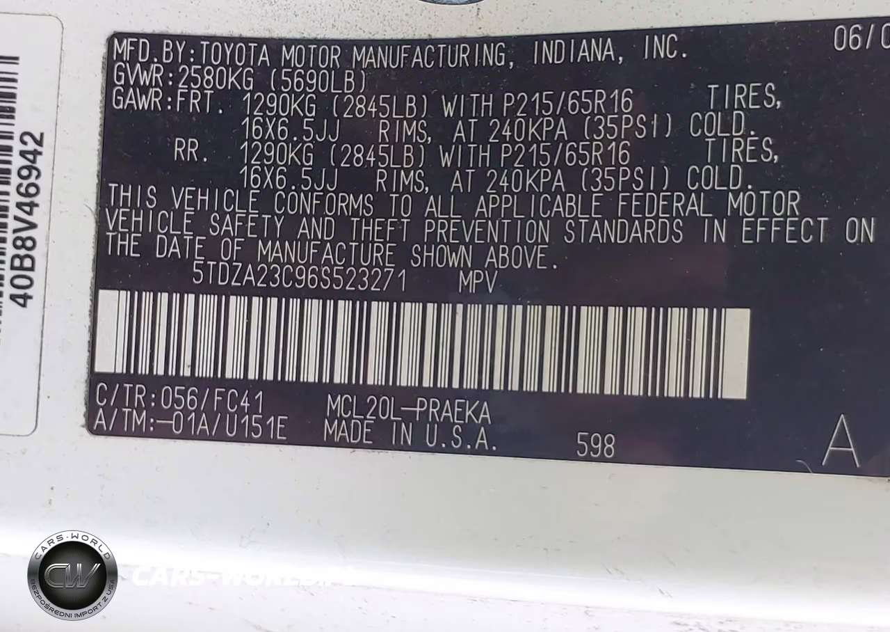 2006 Toyota Sienna Le VIN:5TDZA23C96S523271 - 9