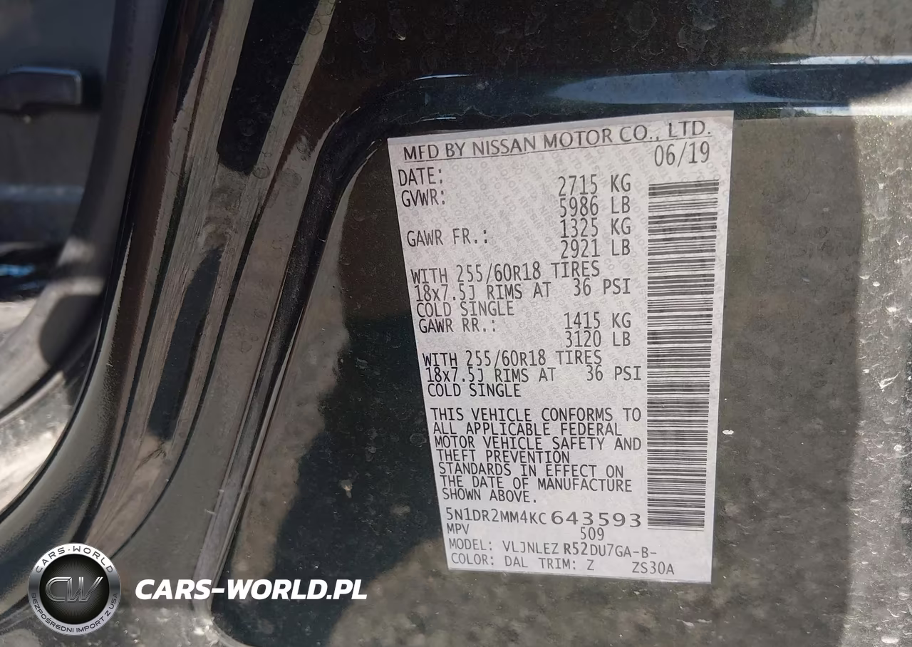 2019 Nissan Pathfinder Sv VIN:5N1DR2MM4KC643593 - 9