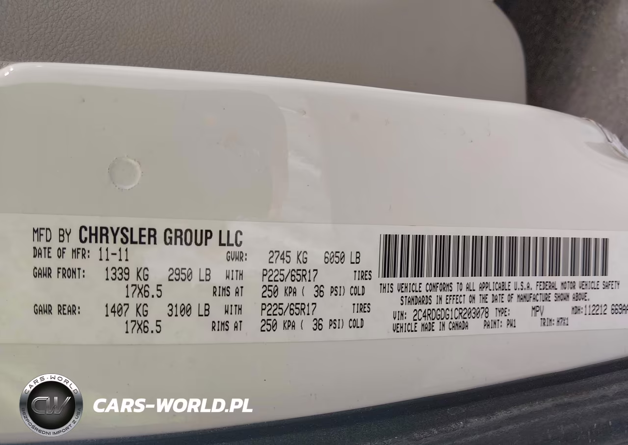 2012 Dodge Grand Caravan Crew VIN:2C4RDGDG1CR203078 - 9